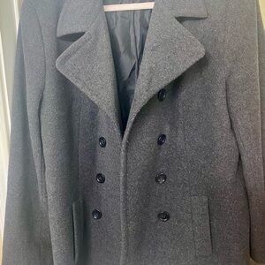 Jones Sport Womens Wool Blend Pea Coat Long Sleeve Button Front Black Size 10